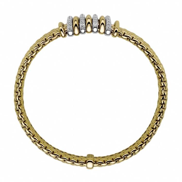 Fope Panorama 18ct Yellow Gold 0.30ct Diamond Mixed Rondelle Bracelet - XL