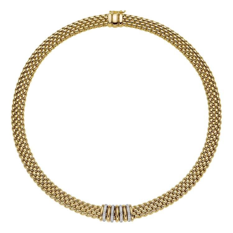 Fope Panorama 18ct Yellow Gold 0.30ct Diamond Rondelle Necklace