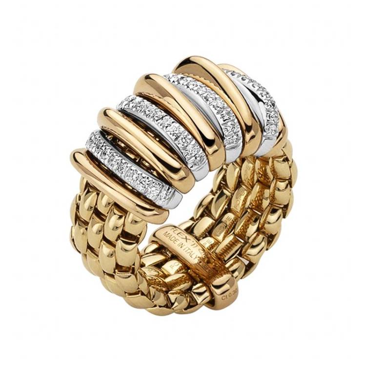 Fope Panorama 18ct Yellow Gold 0.30ct Diamond Rondelle Ring - XS
