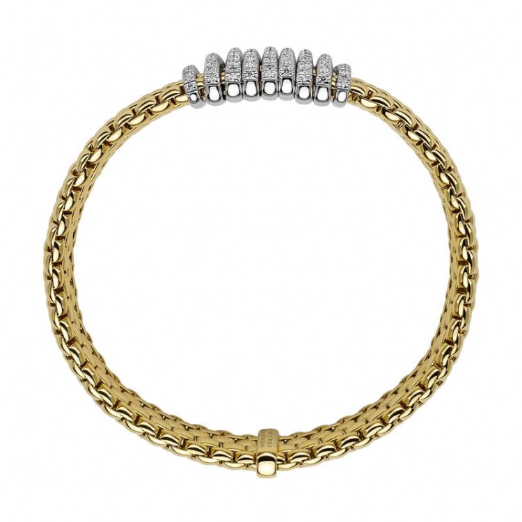 Fope Panorama 18ct Yellow Gold 0.68ct Diamond Rondelle Bracelet - XL