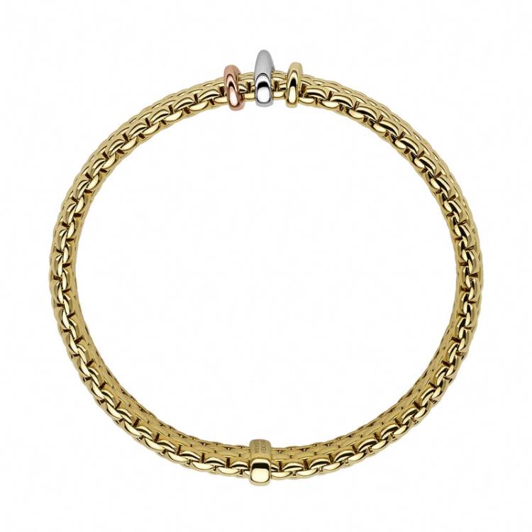 Fope Panorama 18ct Yellow Gold Mixed Rondelle Bracelet - S