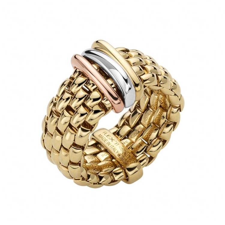 Fope Panorama 18ct Yellow Gold Mixed Rondelle Ring - XL