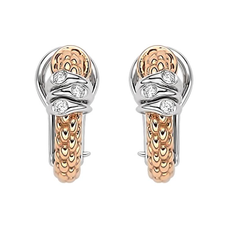 Fope Prima 18ct Rose Gold 0.08ct Diamond Hoop Earrings
