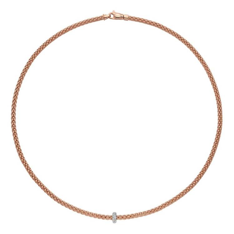 Fope Prima 18ct Rose Gold 0.18ct Diamond Necklace