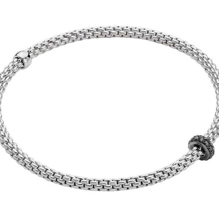 Fope Prima 18ct White Gold 0.20ct Black Diamond Bracelet - S
