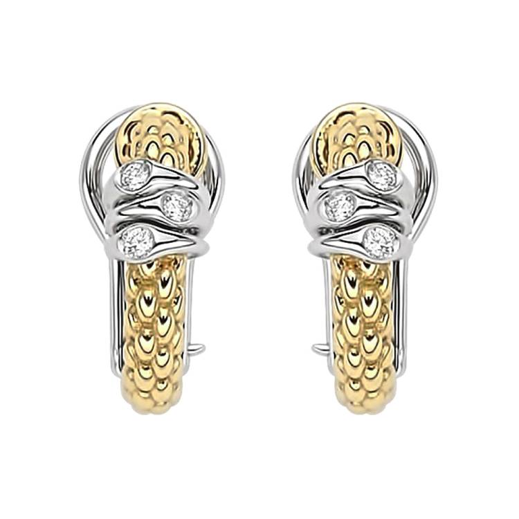 Fope Prima 18ct Yellow Gold 0.08ct Diamond Hoop Earrings