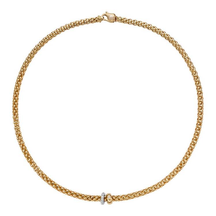 Fope Solo 18ct Yellow Gold 0.29ct Diamond 43cm Necklace