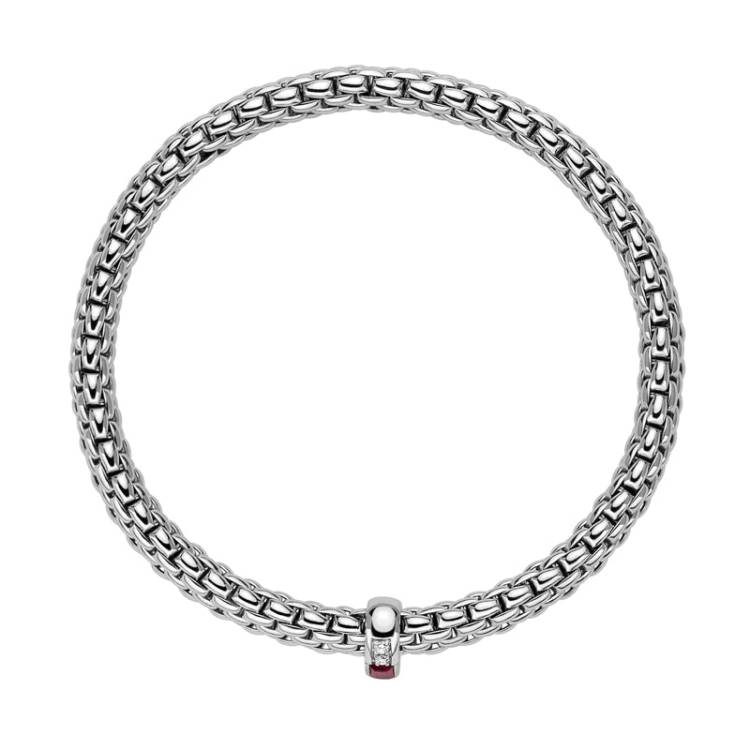 Fope Vendome 18ct White Gold Ruby Diamond Bracelet - XS