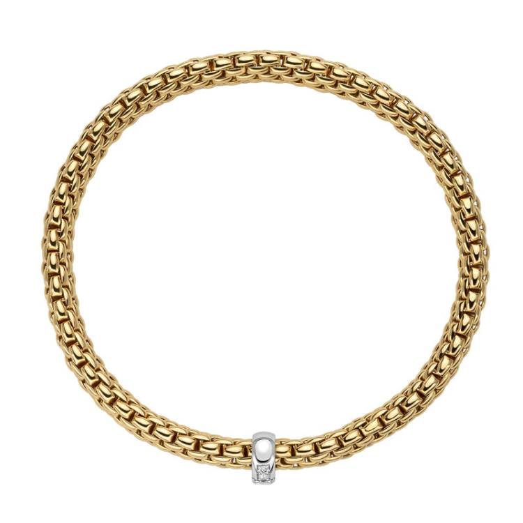Fope Vendome 18ct Yellow Gold 0.24ct Diamond Bracelet - L