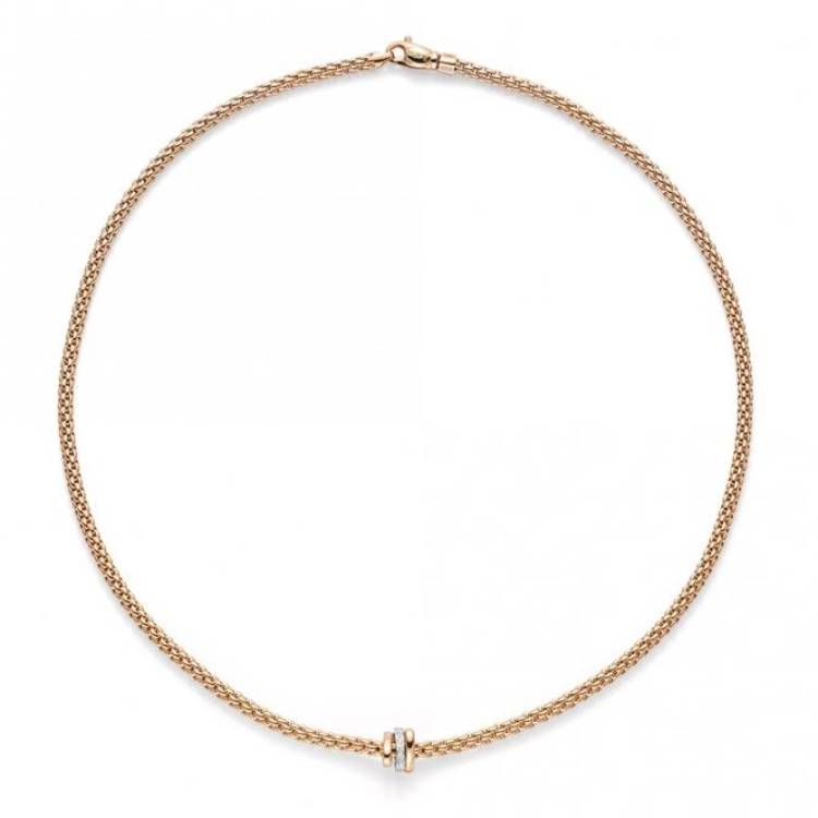 Fope Flex'It Prima 18ct Rose Gold Diamond 43cm Necklace