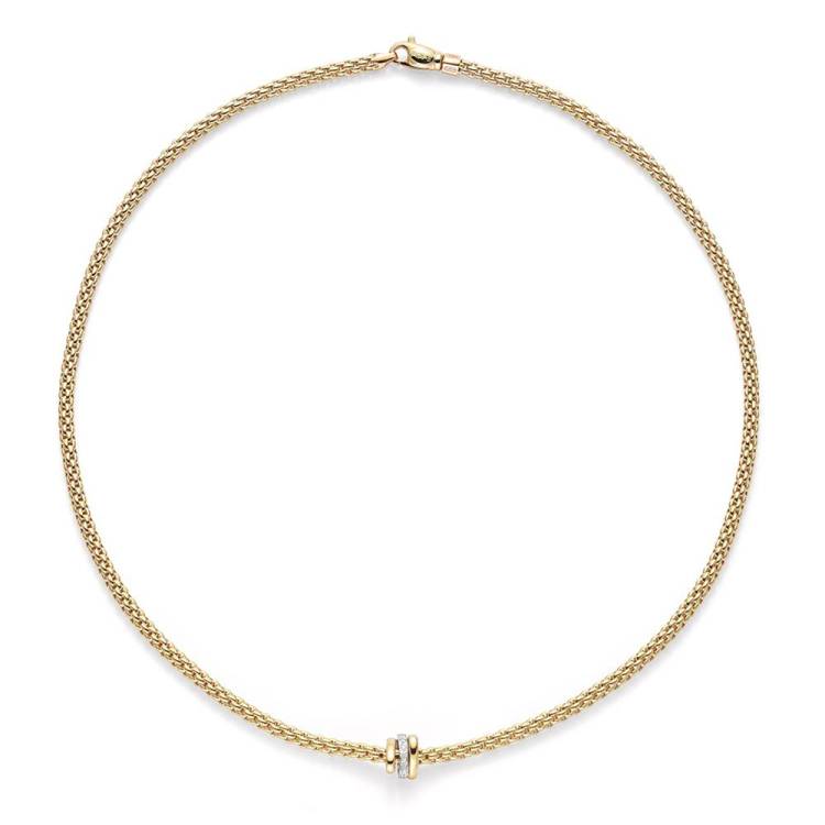 Fope Flex'It Prima 18ct Yellow Gold Diamond 43cm Necklace