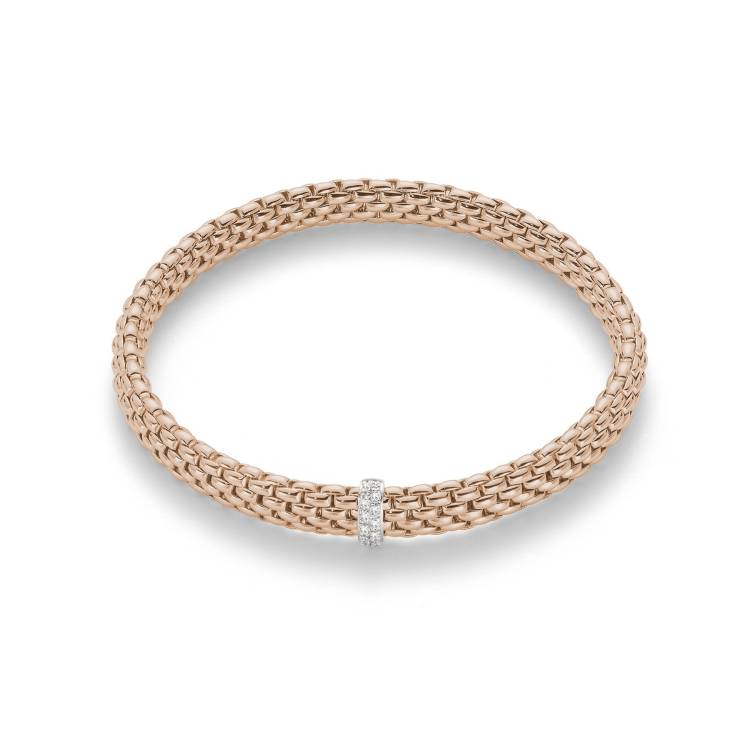 Fope Flex'It Vendome 18ct Rose Gold 0.10ct Diamond Bracelet - L