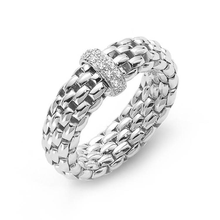 Fope Flex'It Vendome 18ct White Gold 0.10ct Diamond Ring - M