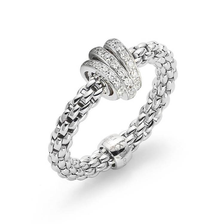 Fope Flex'it Prima 18ct White Gold 0.31ct Diamond Ring - M