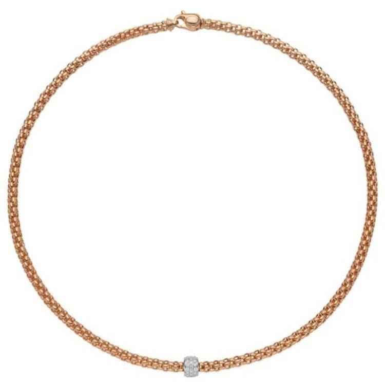 Fope Flex'it Solo 18ct Rose Gold 0.29ct Diamond Necklace