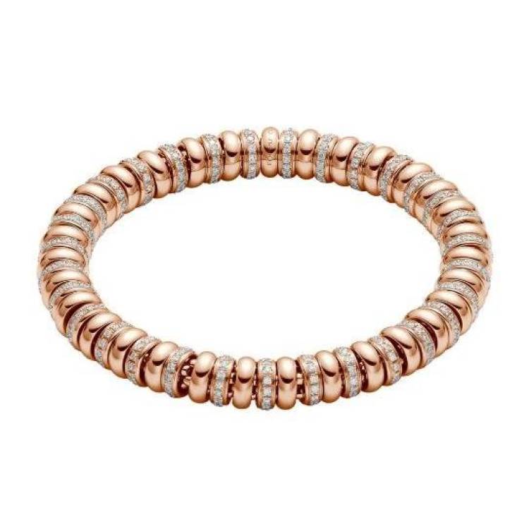 Fope Flex'it Solo 18ct Rose Gold 2.80ct Diamond Bracelet - L