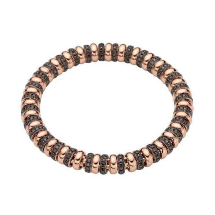 Fope Flex'it Solo 18ct Rose Gold 3.05ct Black Diamond Bracelet - S