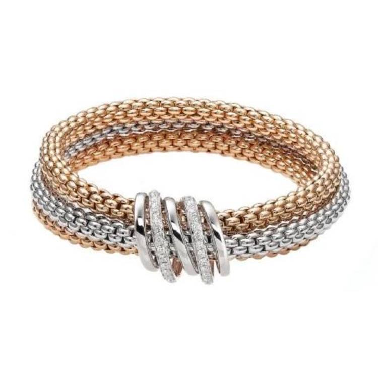 Fope MiaLuce 18ct Rose White Gold 0.54ct Diamond Bracelet - M