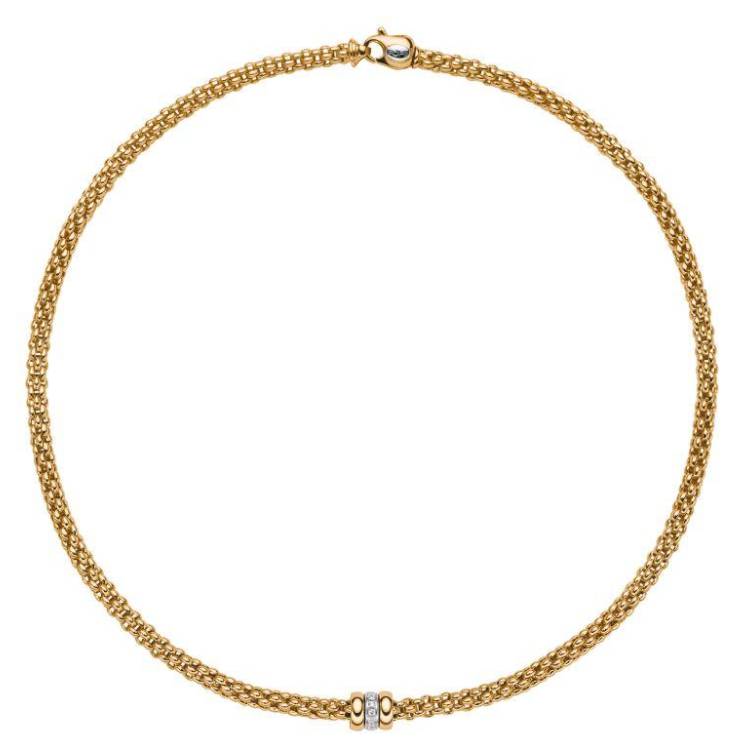 Fope Flex'it Solo 18ct Yellow Gold 0.10ct Diamond Necklace