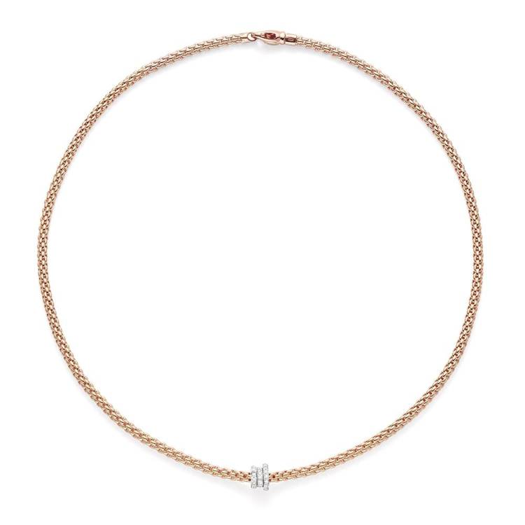 Fope Flex'It Prima 18ct Rose Gold 0.31ct Diamond 43cm Necklace
