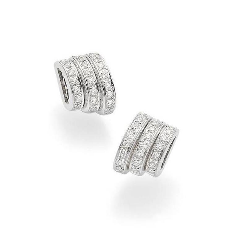 Fope Flex'It Prima 18ct White Gold Pave Diamond Stud Earrings