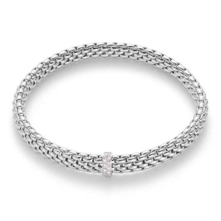 Fope Vendome 18ct White Gold 0.10ct Diamond Bracelet - L