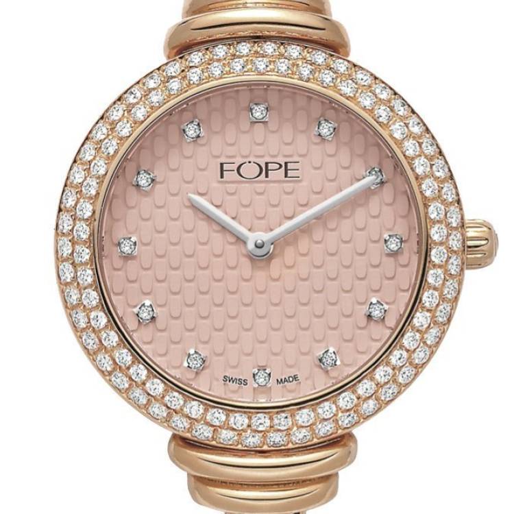 Fope Watch Flex'It Rose Gold Diamonds Medium 14.5cm - Cream