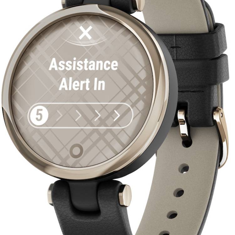Garmin Watch Lily Cream Gold Black Case and Italian Leather Band