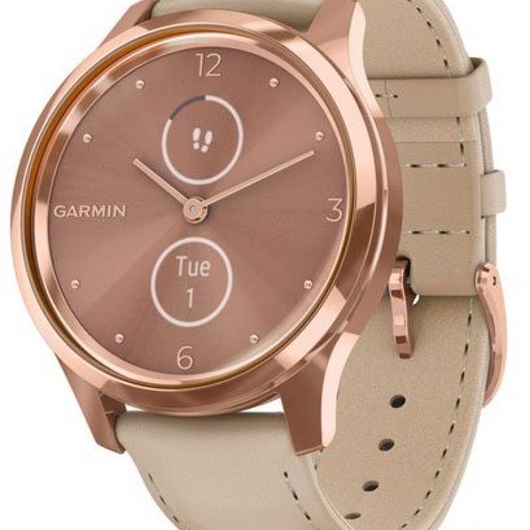 Garmin Watch Vivomove Luxe Rose Gold PVD Sand Leather