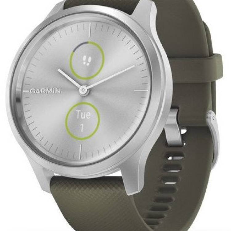 Garmin Watch Vivomove Style Silver Aluminium Case Moss Silicone