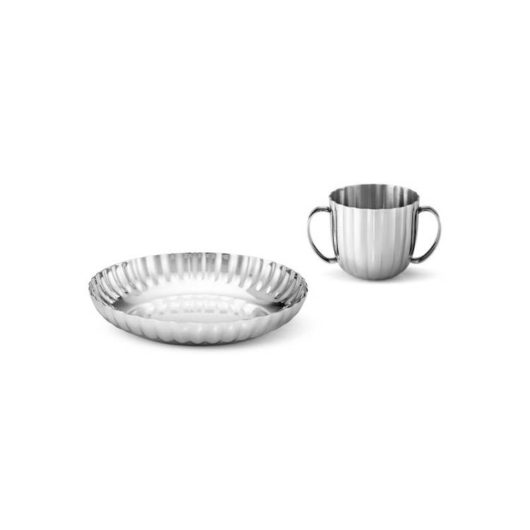 Georg Jensen Bernadotte Stainless Steel Child Plate and Cup Set - Silver