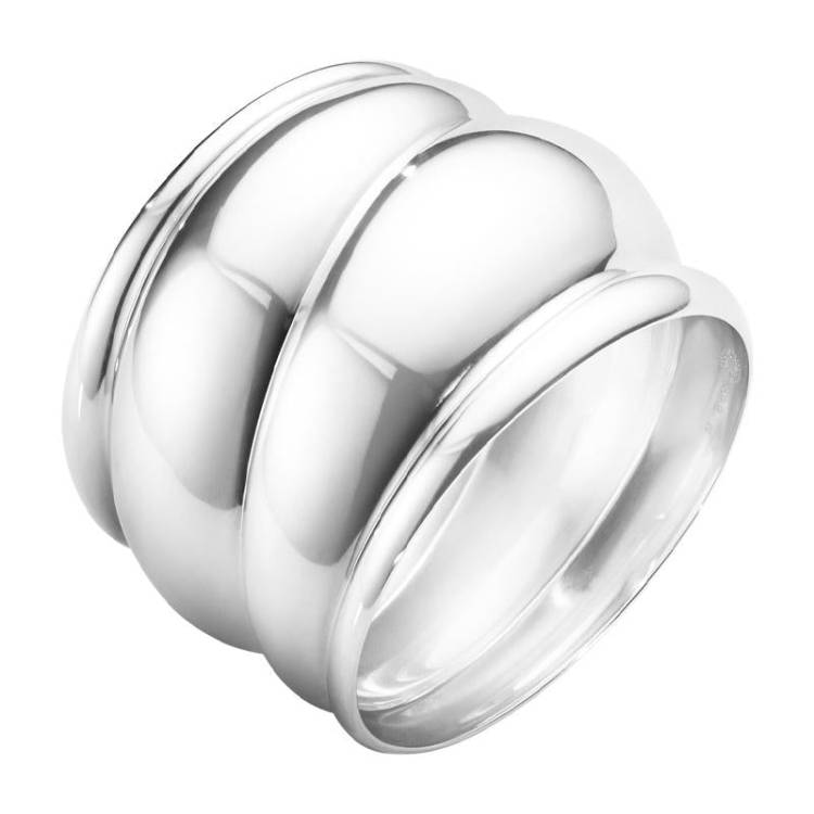 Georg Jensen Curve Sterling Silver Large Bangle - L