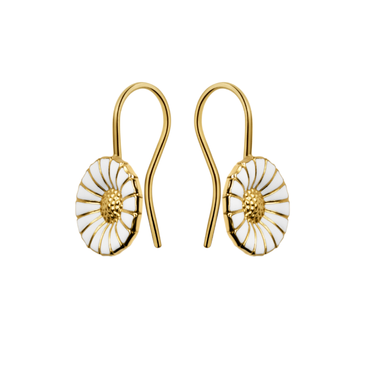 Georg Jensen Daisy 18ct Gold Plated Sterling Silver Hook Earrings - Silver