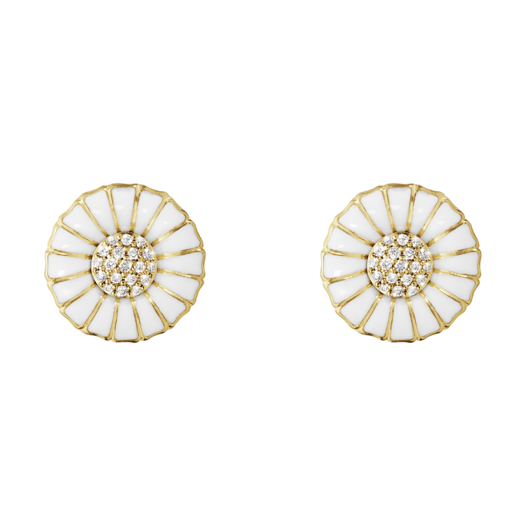 Georg Jensen Daisy Sterling Silver 18ct Yellow Gold Plated Diamond Earrings - Silver