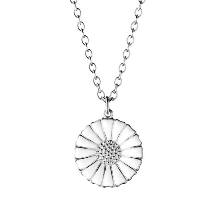 Georg Jensen Daisy Sterling Silver Enamel Necklace - Silver