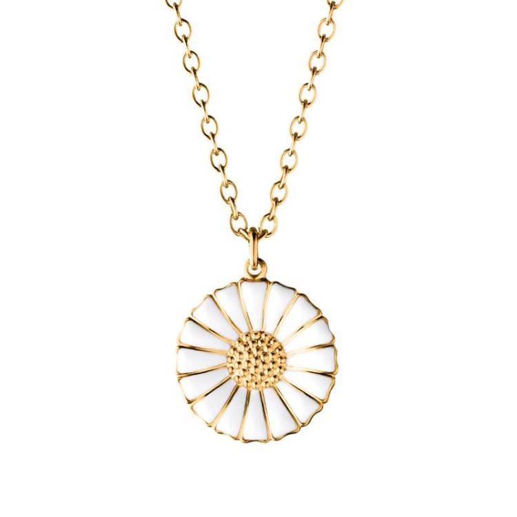 Georg Jensen Daisy Yellow Gold Plated Sterling Silver Enamel Necklace