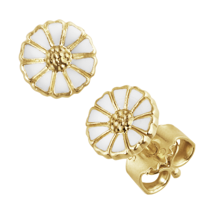 Georg Jensen Daisy 18ct Yellow Gold Plated Sterling Silver Enamel Stud Earrings - Gold