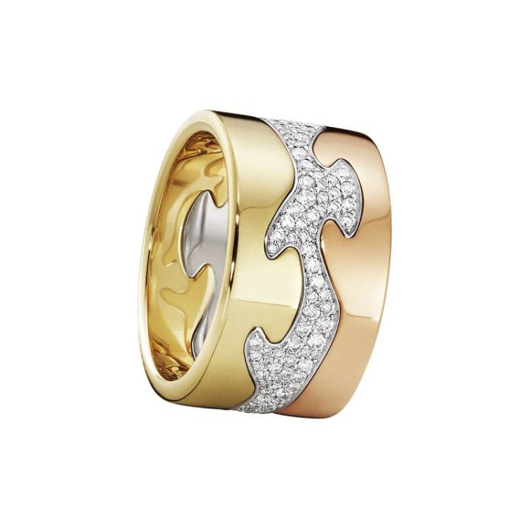 Georg Jensen Fusion 18ct Gold Diamond Three Piece Ring - 48