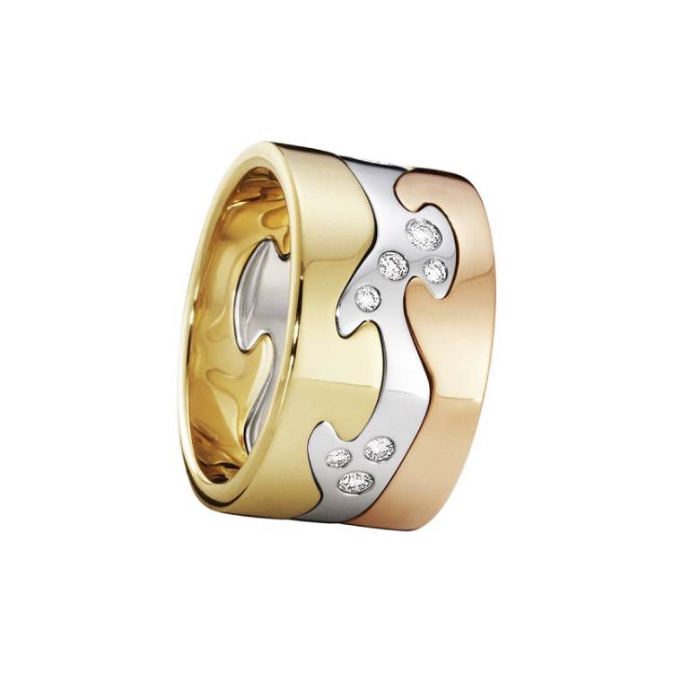 Georg Jensen Fusion 18ct Gold Diamond Three Piece Ring - 61