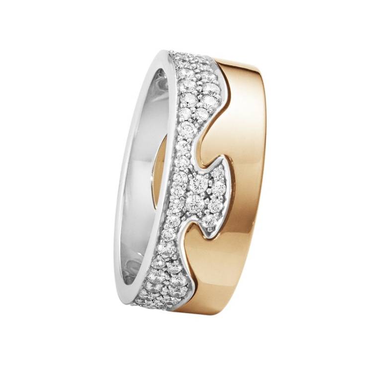 Georg Jensen Fusion 18ct Gold Diamond Two Piece Ring - 56