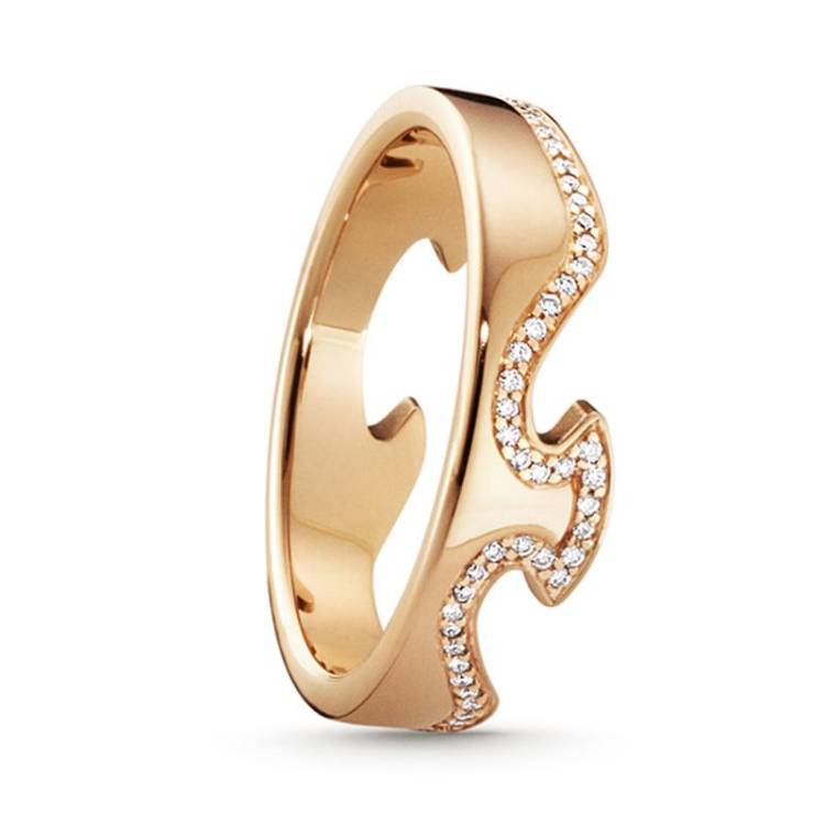 Georg Jensen Fusion 18ct Rose Gold Diamond End Ring - 66