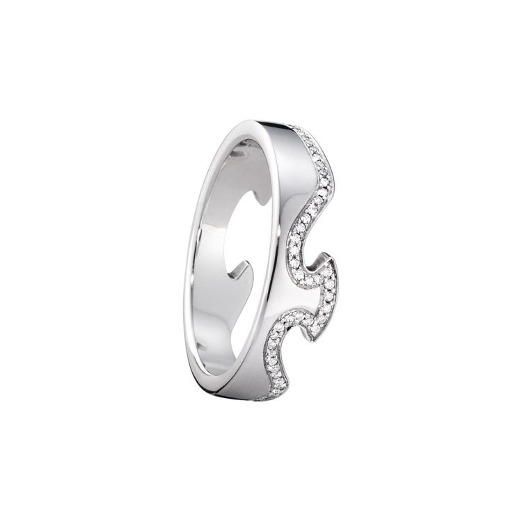 Georg Jensen Fusion 18ct White Gold Diamond End Ring - 58