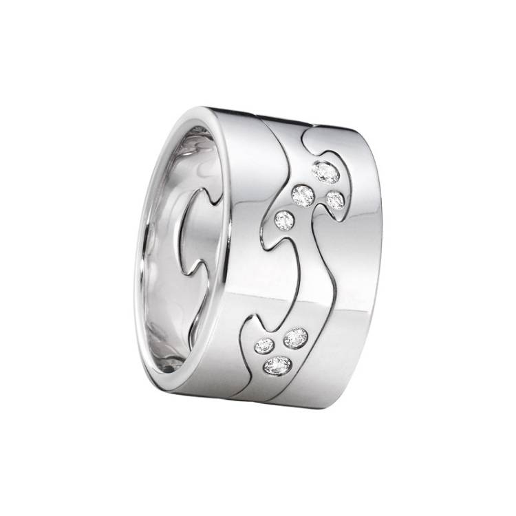 Georg Jensen Fusion 18ct White Gold Diamond Three Piece Ring - 52