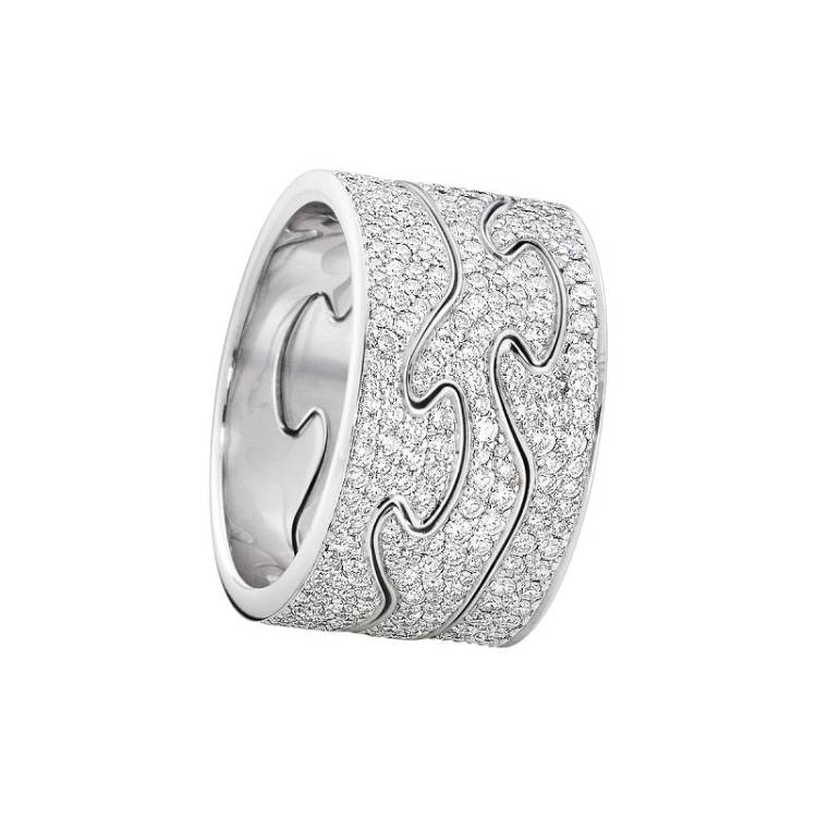 Georg Jensen Fusion 18ct White Gold Diamond Three Piece Ring - 60