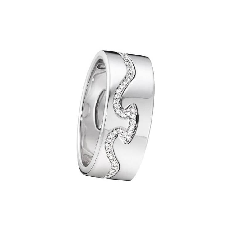 Georg Jensen Fusion 18ct White Gold Diamond Two Piece Ring - 58