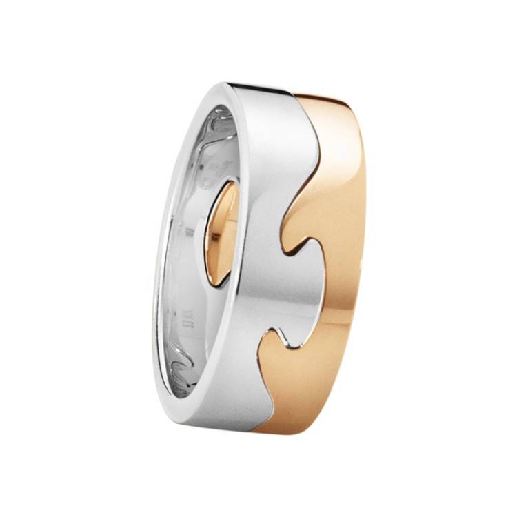 Georg Jensen Fusion 18ct White and Rose Gold Two Piece Ring - 59