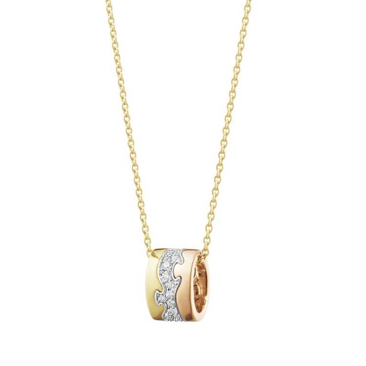 Georg Jensen Fusion 18ct Yellow, White and Rose Gold 0.19ct Diamond Necklace - Gold