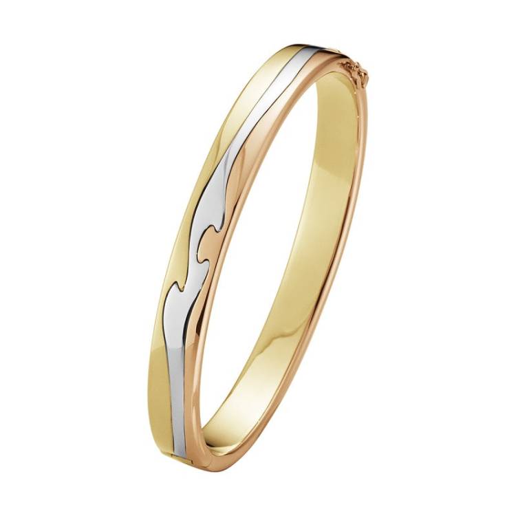 Georg Jensen Fusion 18ct Yellow, White and Rose Gold Bangle - L