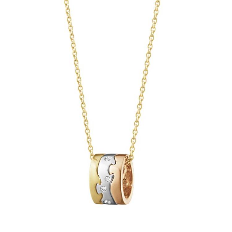 Georg Jensen Fusion 18ct Yellow, White and Rose Gold Diamond Necklace - Gold