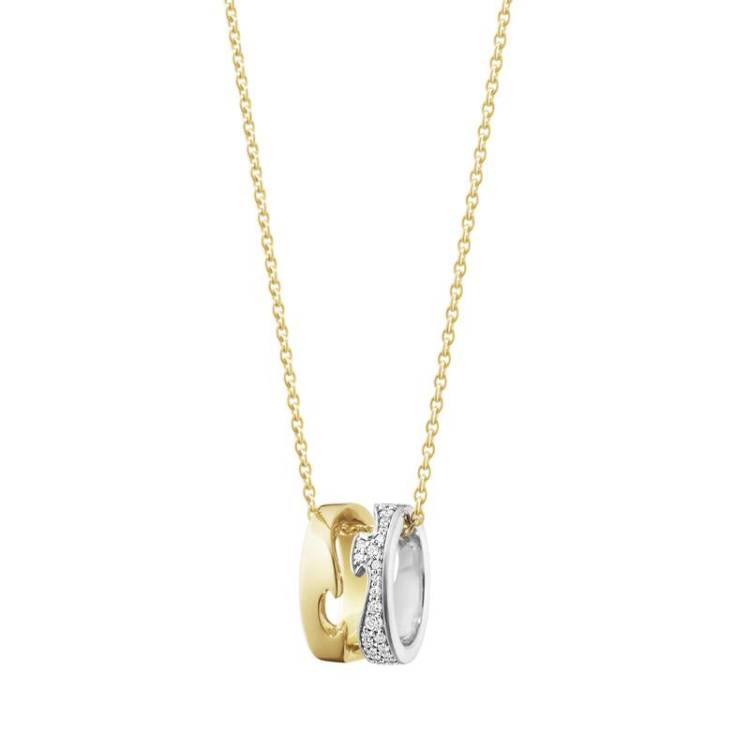 Georg Jensen Fusion 18ct Yellow and White Gold 0.22ct Diamond Open Necklace - Gold